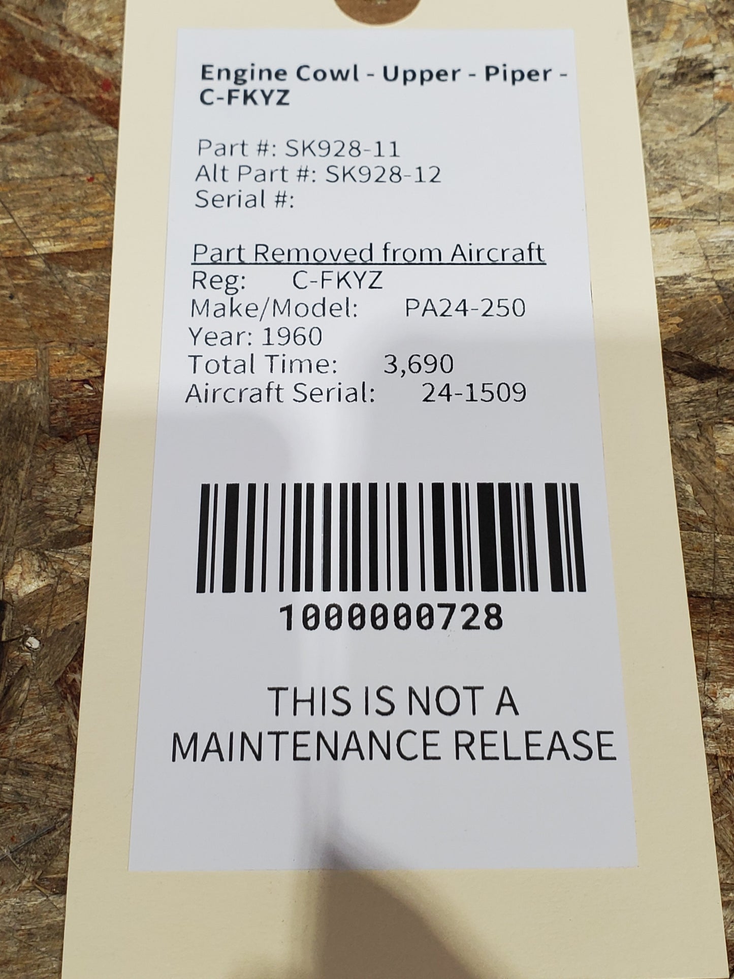 Engine Cowl - Upper - Piper - C-FKYZ