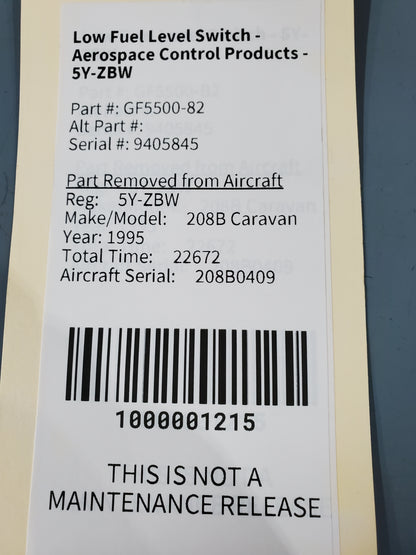 Low Fuel Level Switch - Aerospace Control Products - 5Y-ZBW