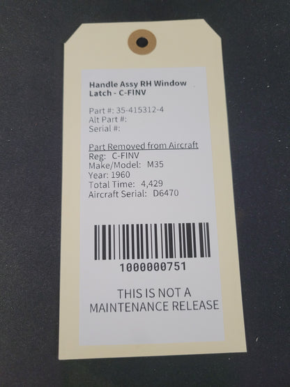 Handle Assy RH Window Latch - C-FINV