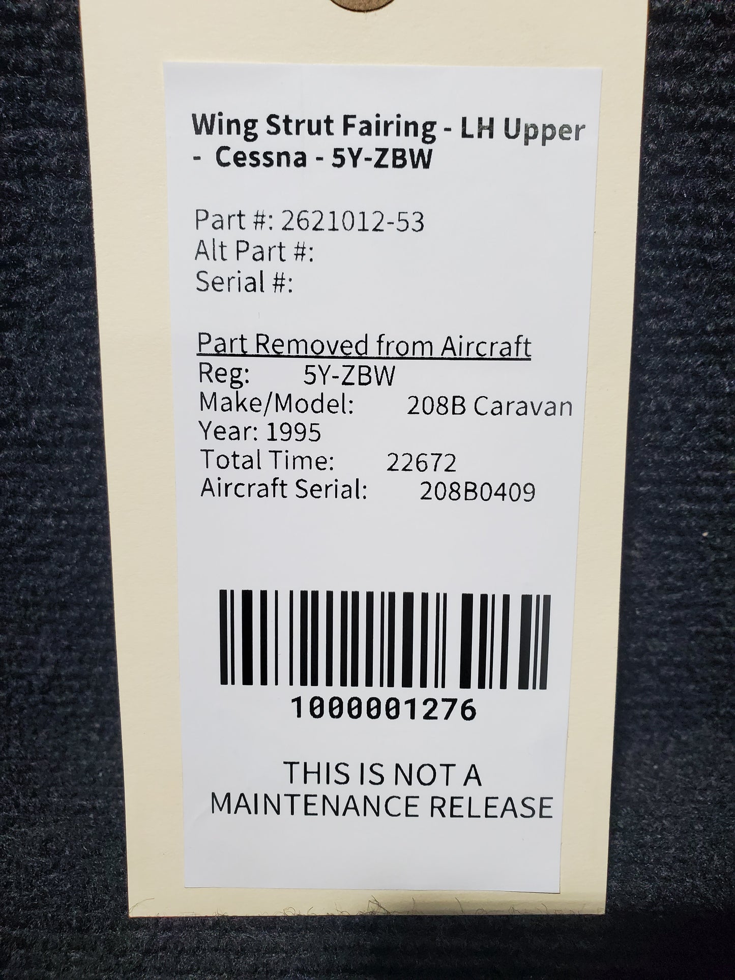 Wing Strut Fairing - LH Upper -  Cessna - 5Y-ZBW