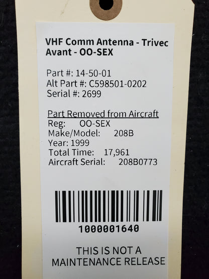 VHF Comm Antenna - Trivec Avant - OO-SEX