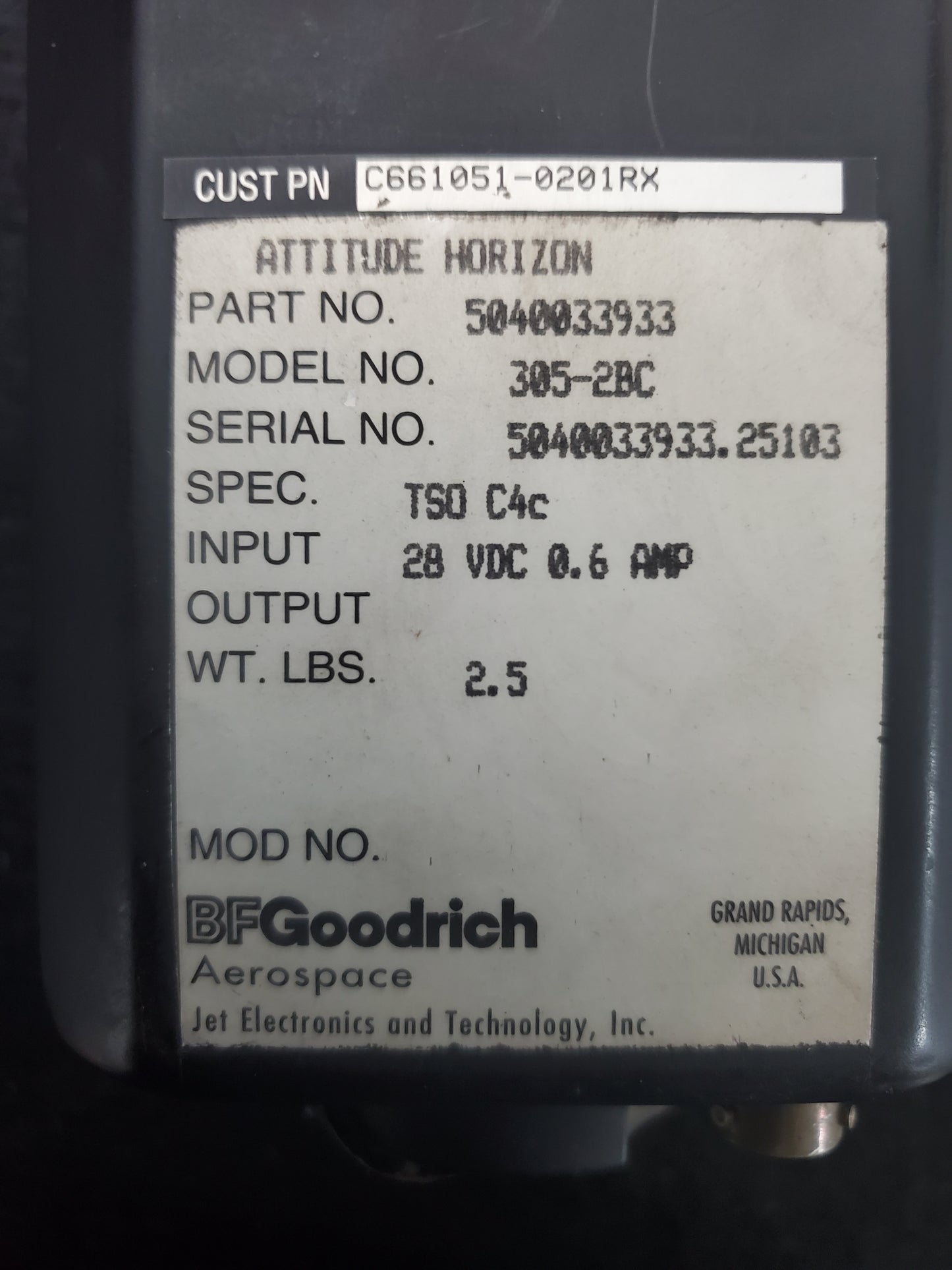 Attitude Indicator - BFGoodrich - 5Y-ZBW