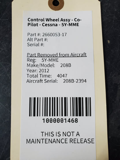 Control Wheel Assy - Co-Pilot - Cessna - 5Y-MME