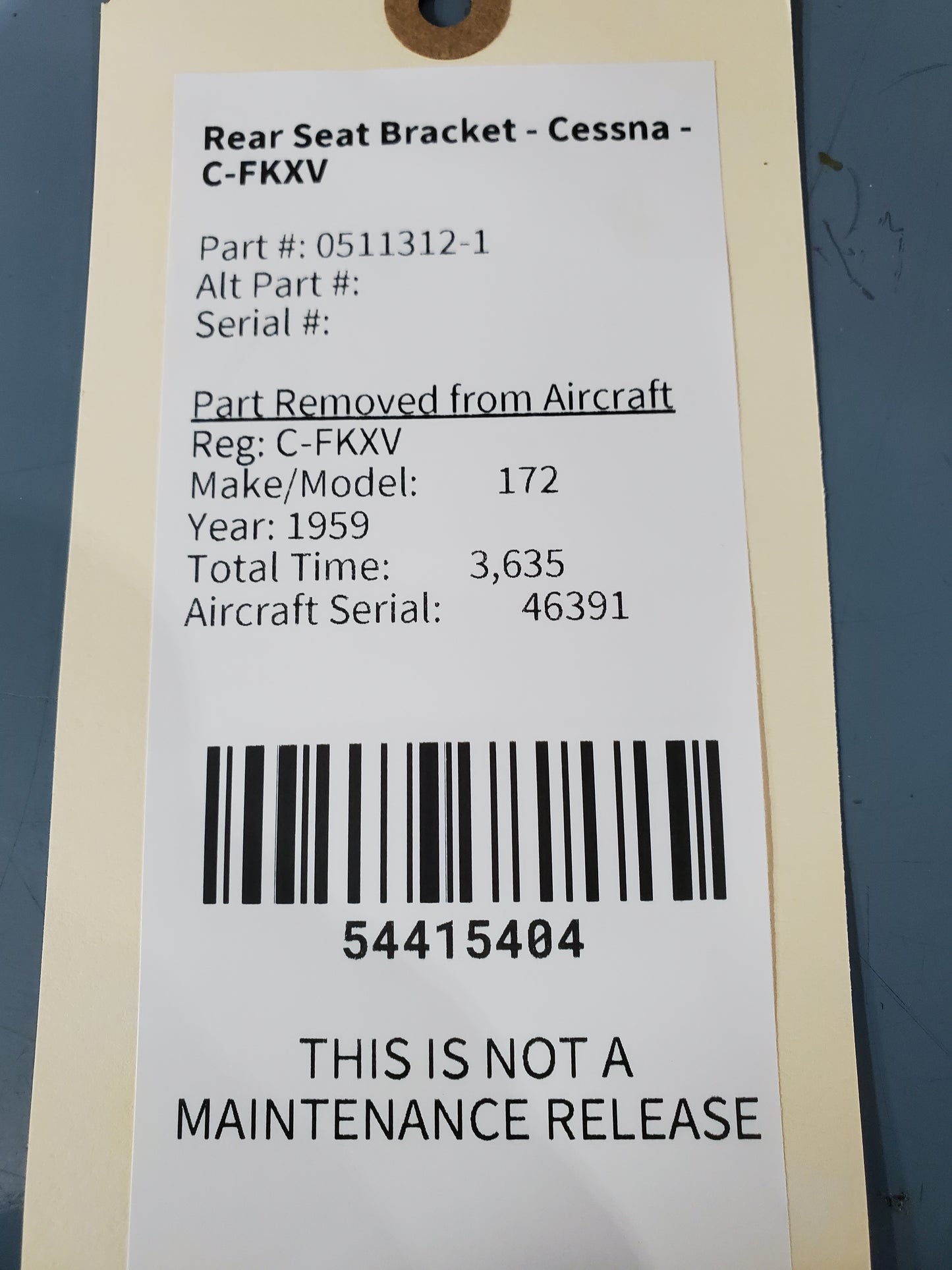 Rear Seat Bracket - Cessna - C-FKXV