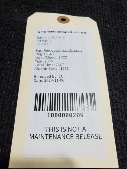 Wing Root Fairing LH - Cirrus - C-GDJL
