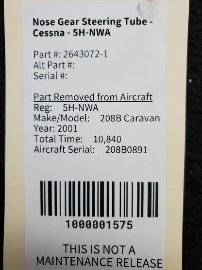 Nose Gear Steering Tube - Cessna - 5H-NWA