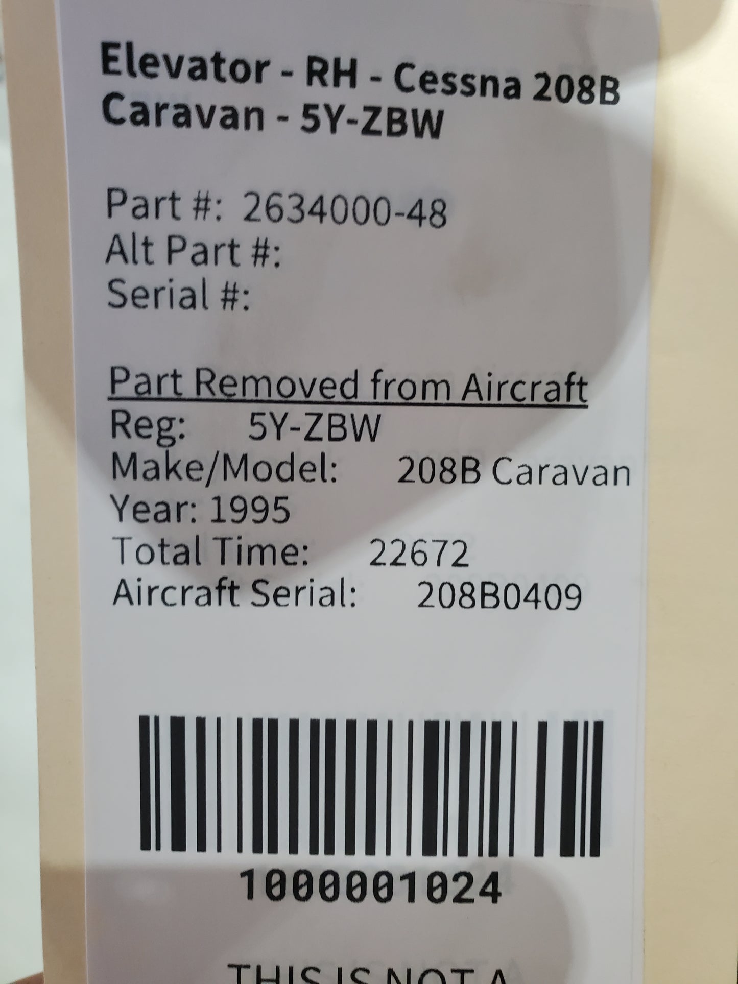 Elevator - RH - Cessna 208B Caravan - 5Y-ZBW