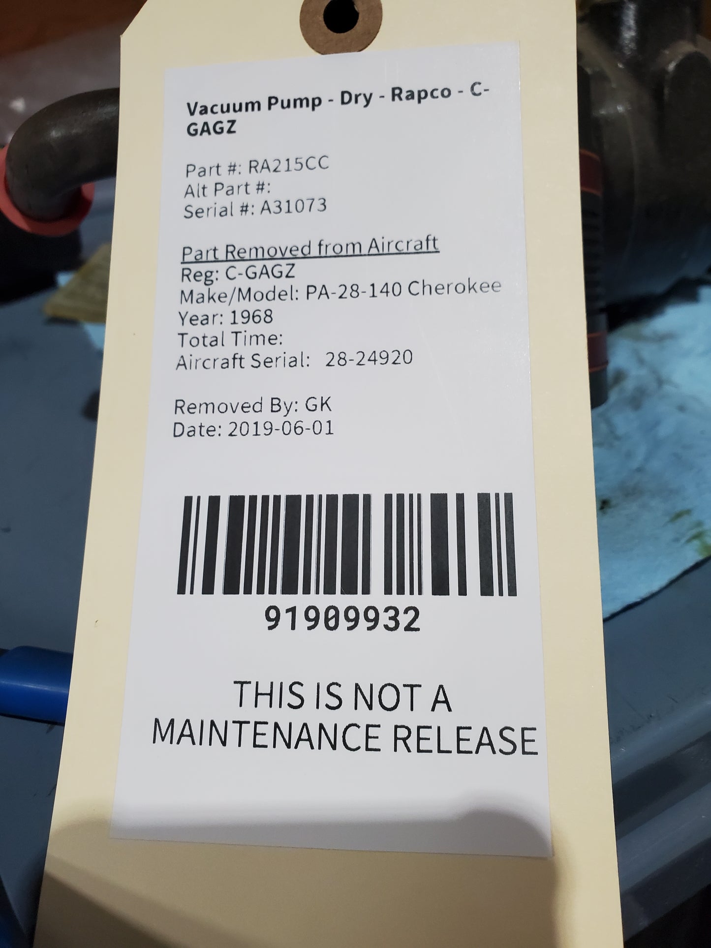 Vacuum Pump - Dry - Rapco - C-GAGZ