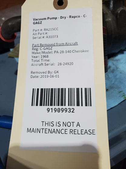 Vacuum Pump - Dry - Rapco - C-GAGZ