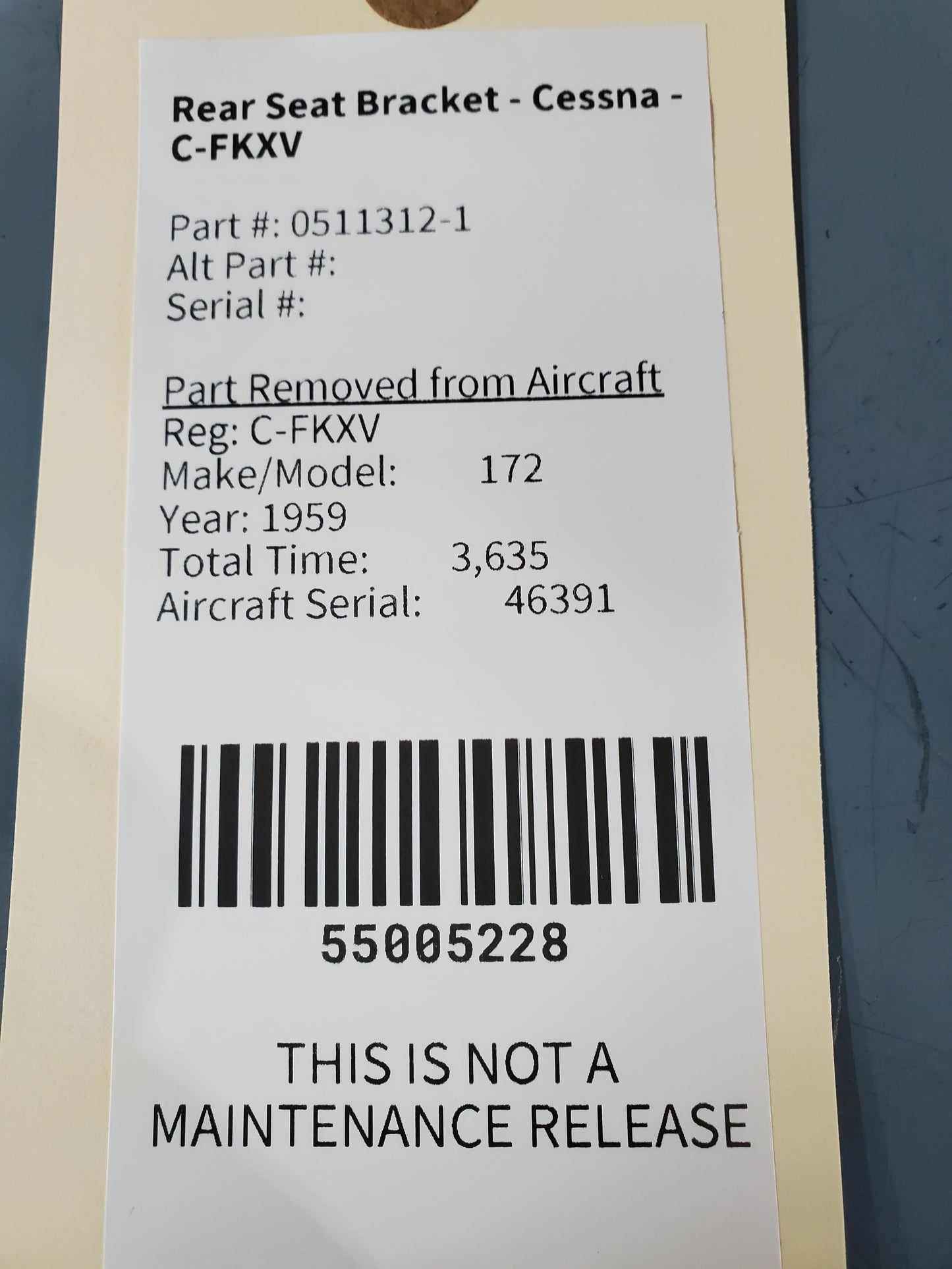 Rear Seat Bracket - Cessna - C-FKXV