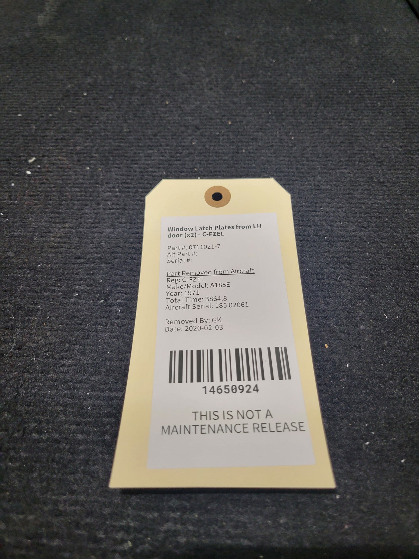 Window Latch Plates from LH door (x2) - C-FZEL