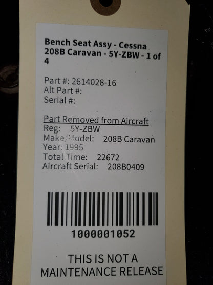 Bench Seat Assy - Cessna 208B Caravan - 5Y-ZBW - 1 of 4