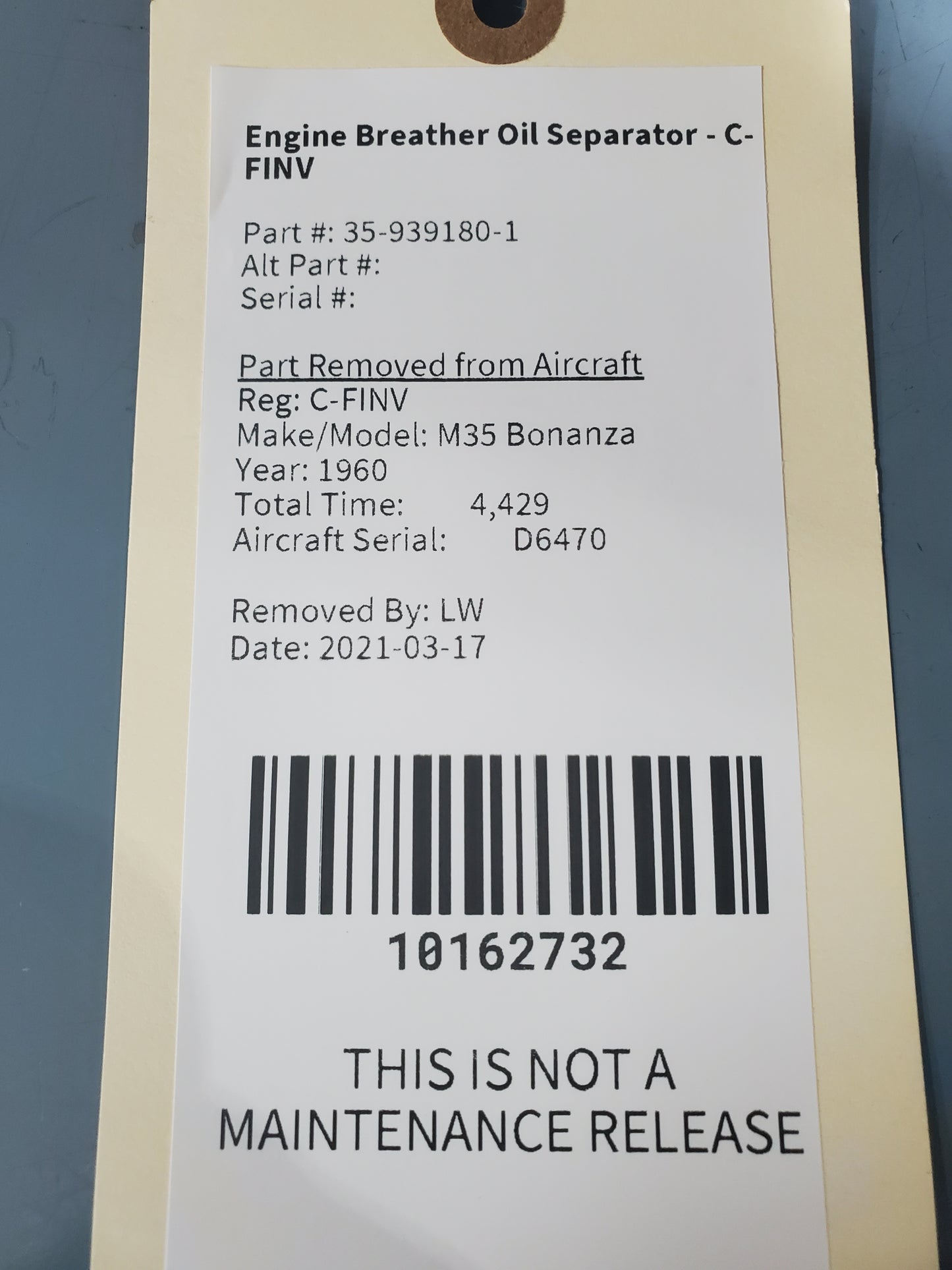 Engine Breather Oil Separator - C-FINV