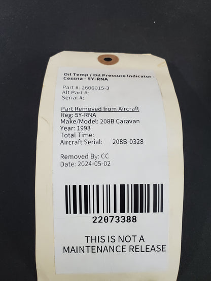 Oil Temp / Oil Pressure Indicator - Cessna - 5Y-RNA