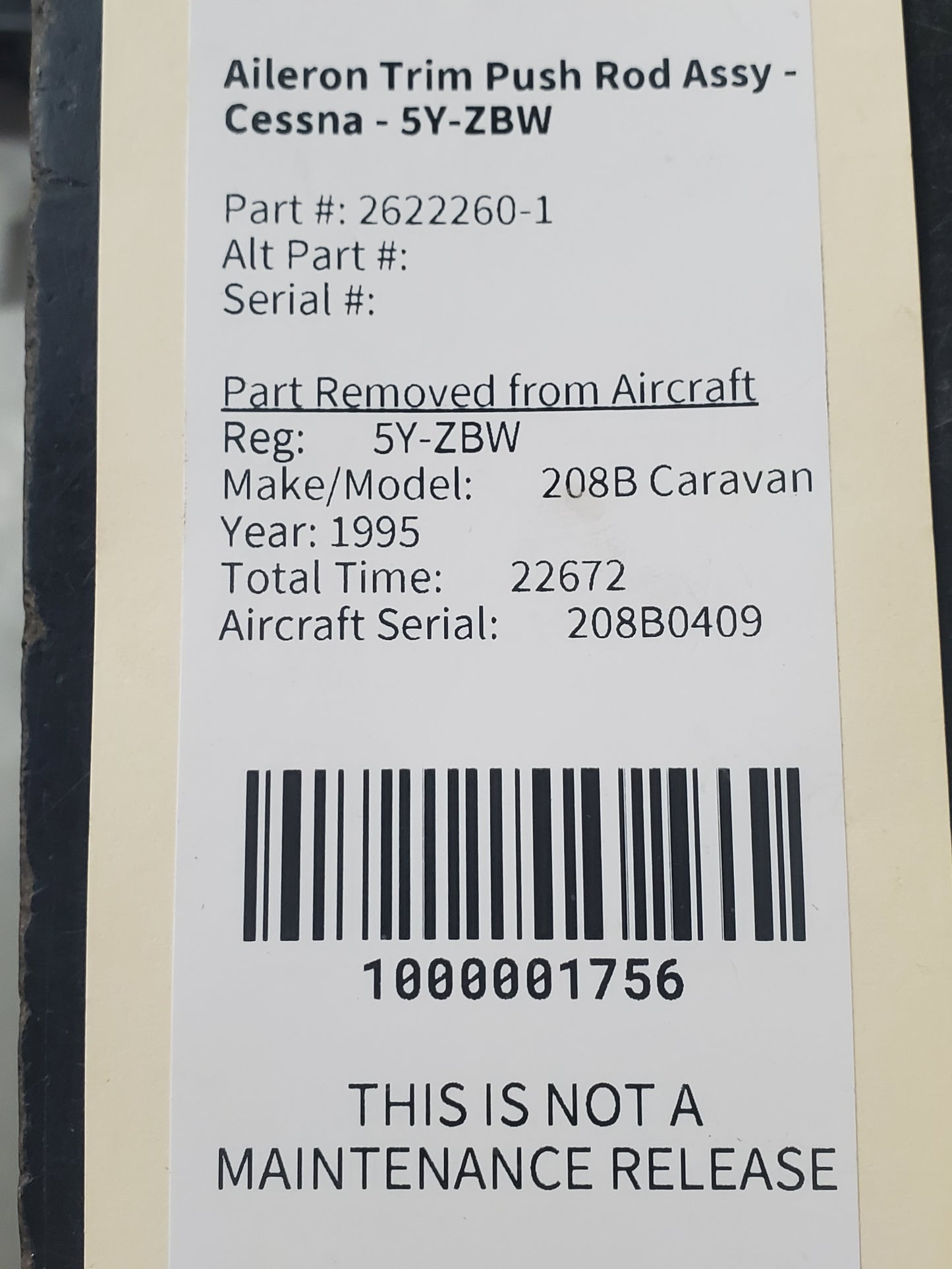 Aileron Trim Push Rod Assy Set - LH - Cessna - 5Y-ZBW