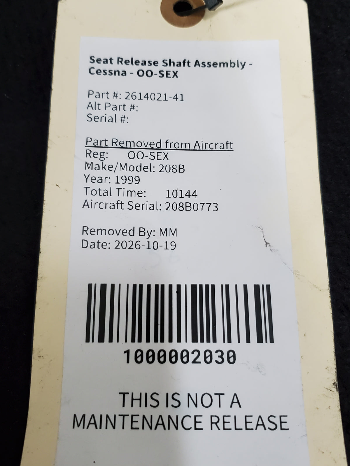 Seat Release Shaft Assembly - Cessna - OO-SEX