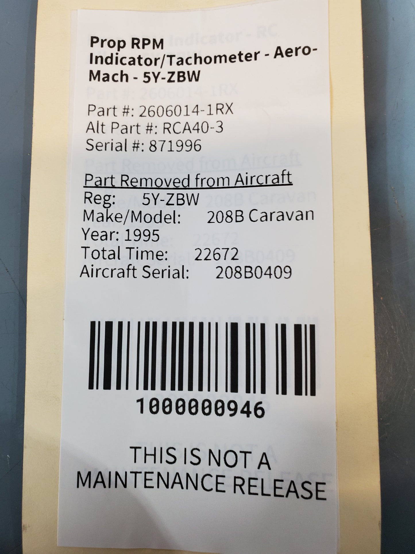 Prop RPM Indicator/Tachometer - Aero-Mach - 5Y-ZBW
