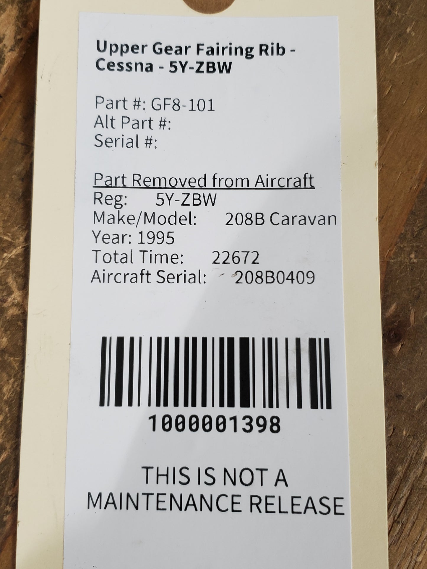 Upper Gear Fairing Rib - Cessna - 5Y-ZBW