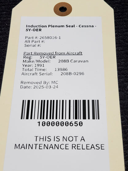 Induction Plenum Seal - Cessna - 5Y-OER