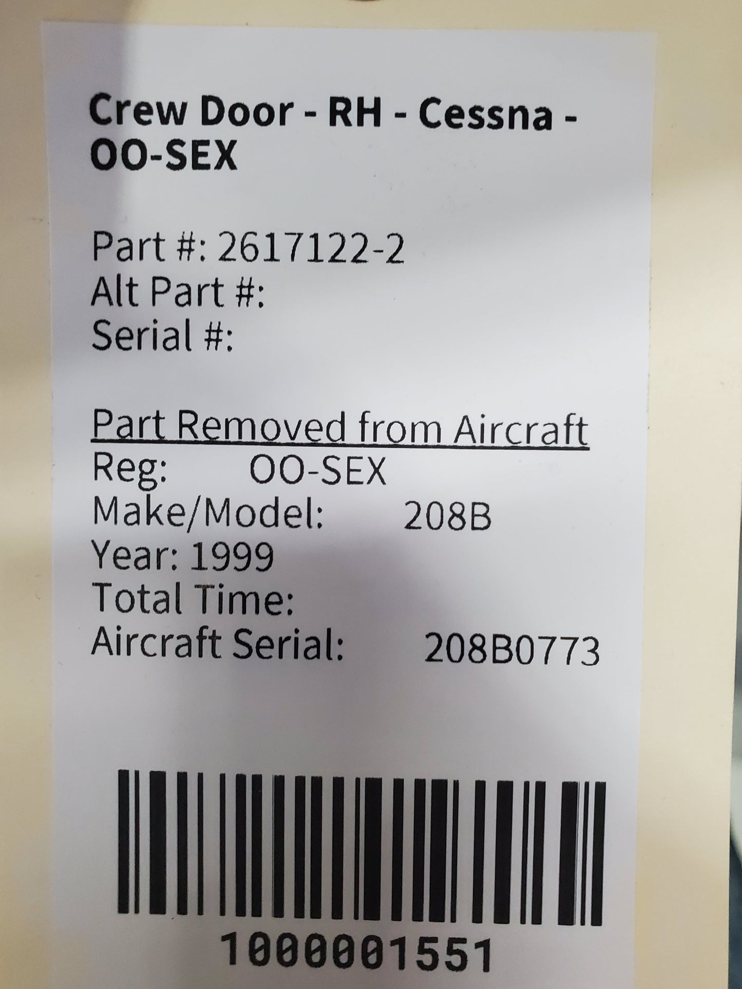 Crew Door - RH - Cessna - OO-SEX