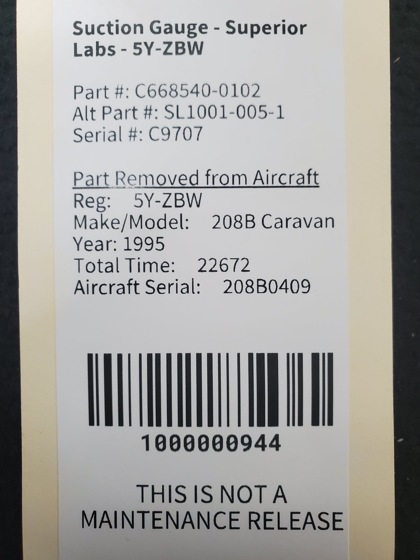 Suction Gauge - Superior Labs - 5Y-ZBW