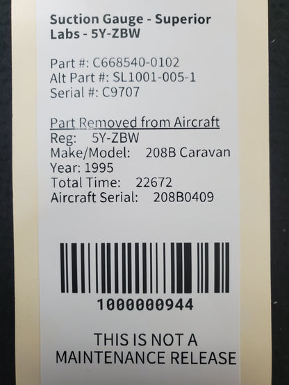 Suction Gauge - Superior Labs - 5Y-ZBW