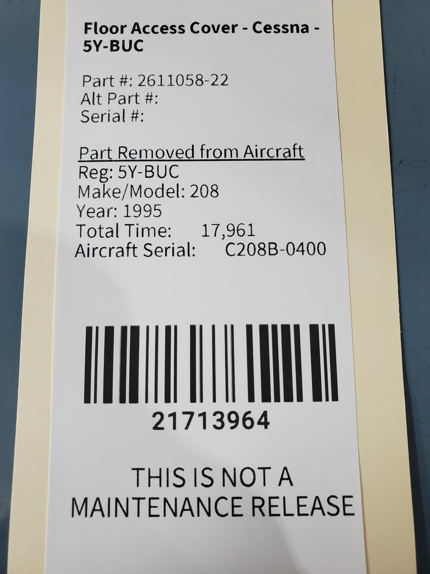 Floor Access Cover - Cessna - 5Y-BUC