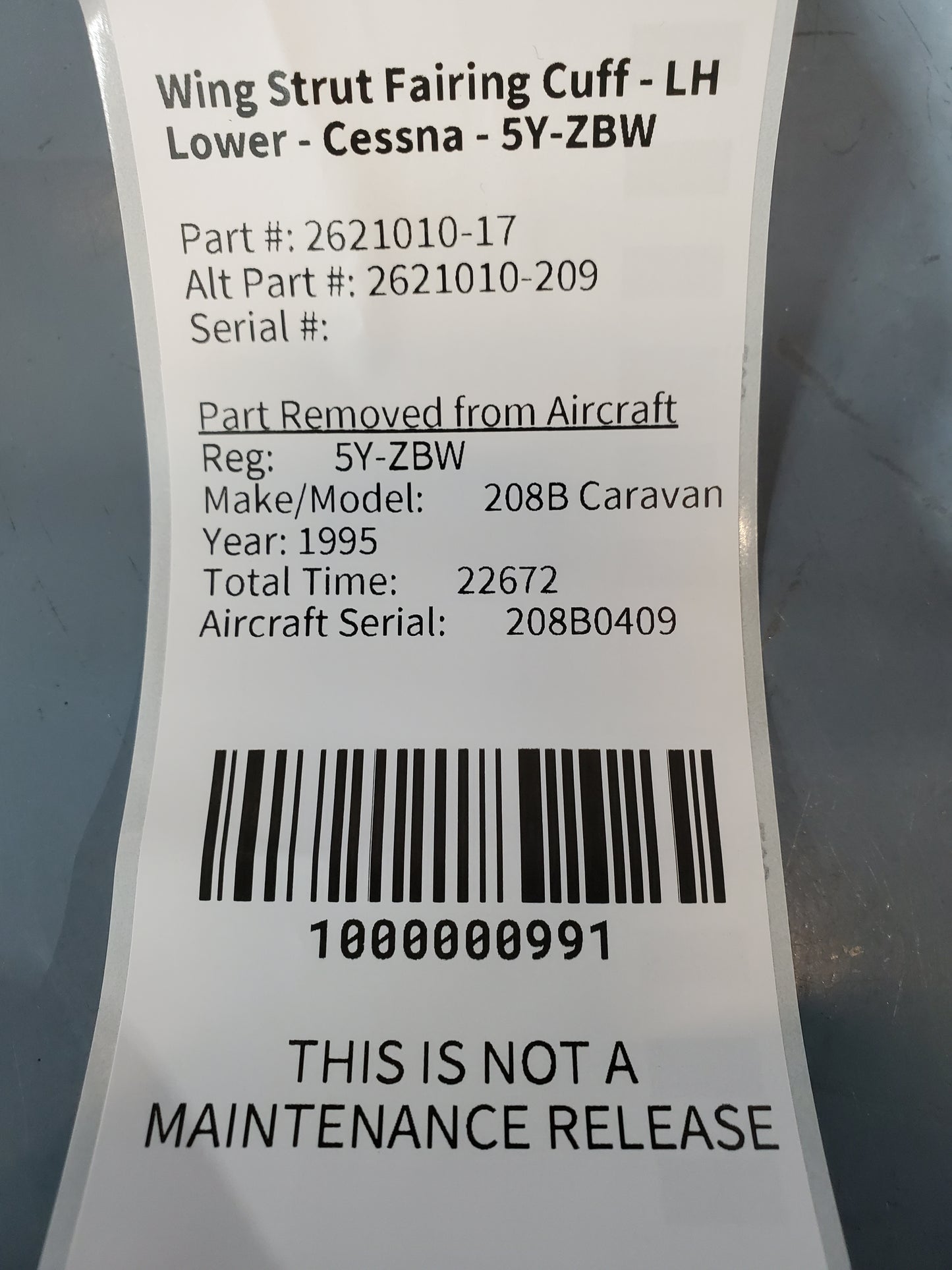 Wing Strut Fairing Cuff - LH Lower - Cessna - 5Y-ZBW