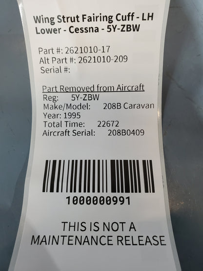 Wing Strut Fairing Cuff - LH Lower - Cessna - 5Y-ZBW