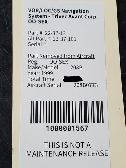 VOR/LOC/GS Navigation System - Trivec Avant Corp - OO-SEX