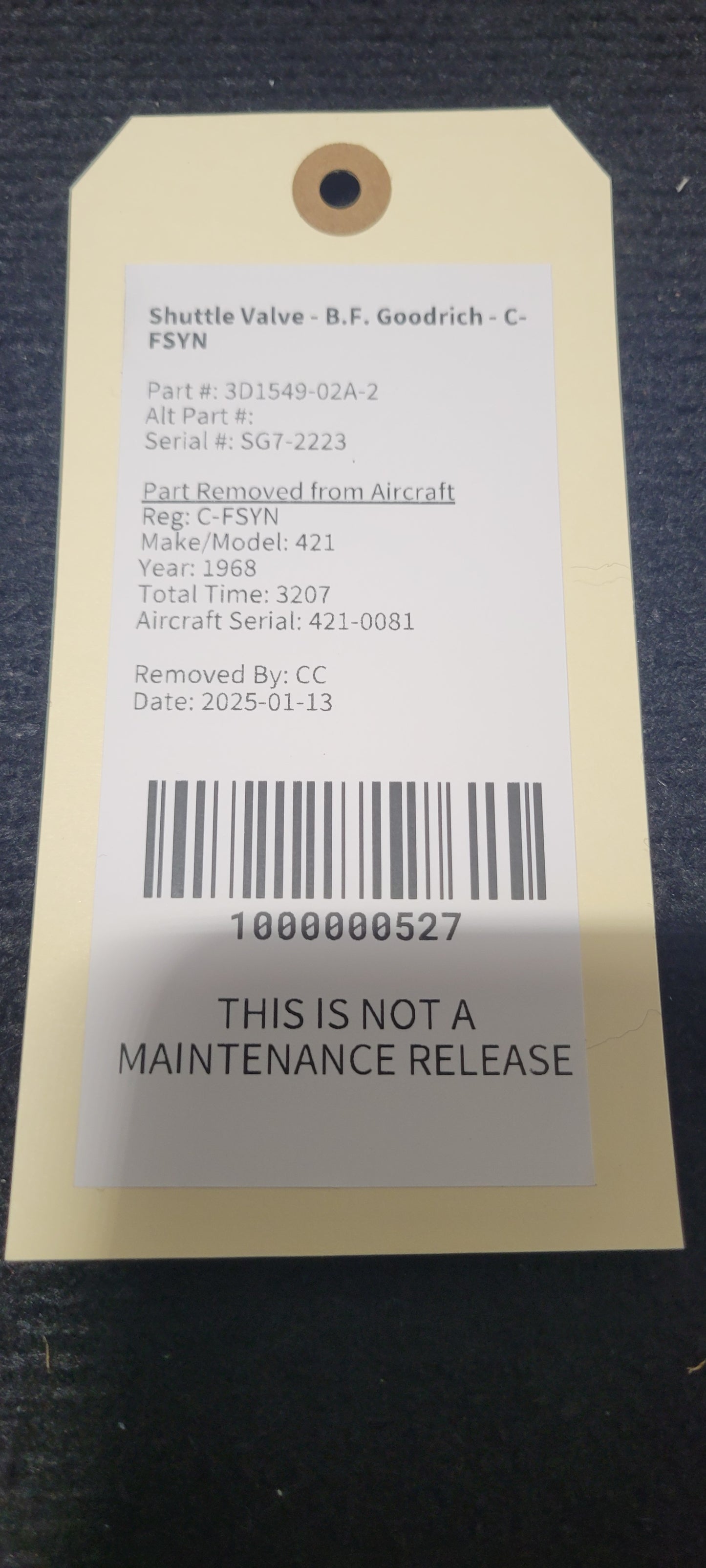 Shuttle Valve - B.F. Goodrich - C-FSYN