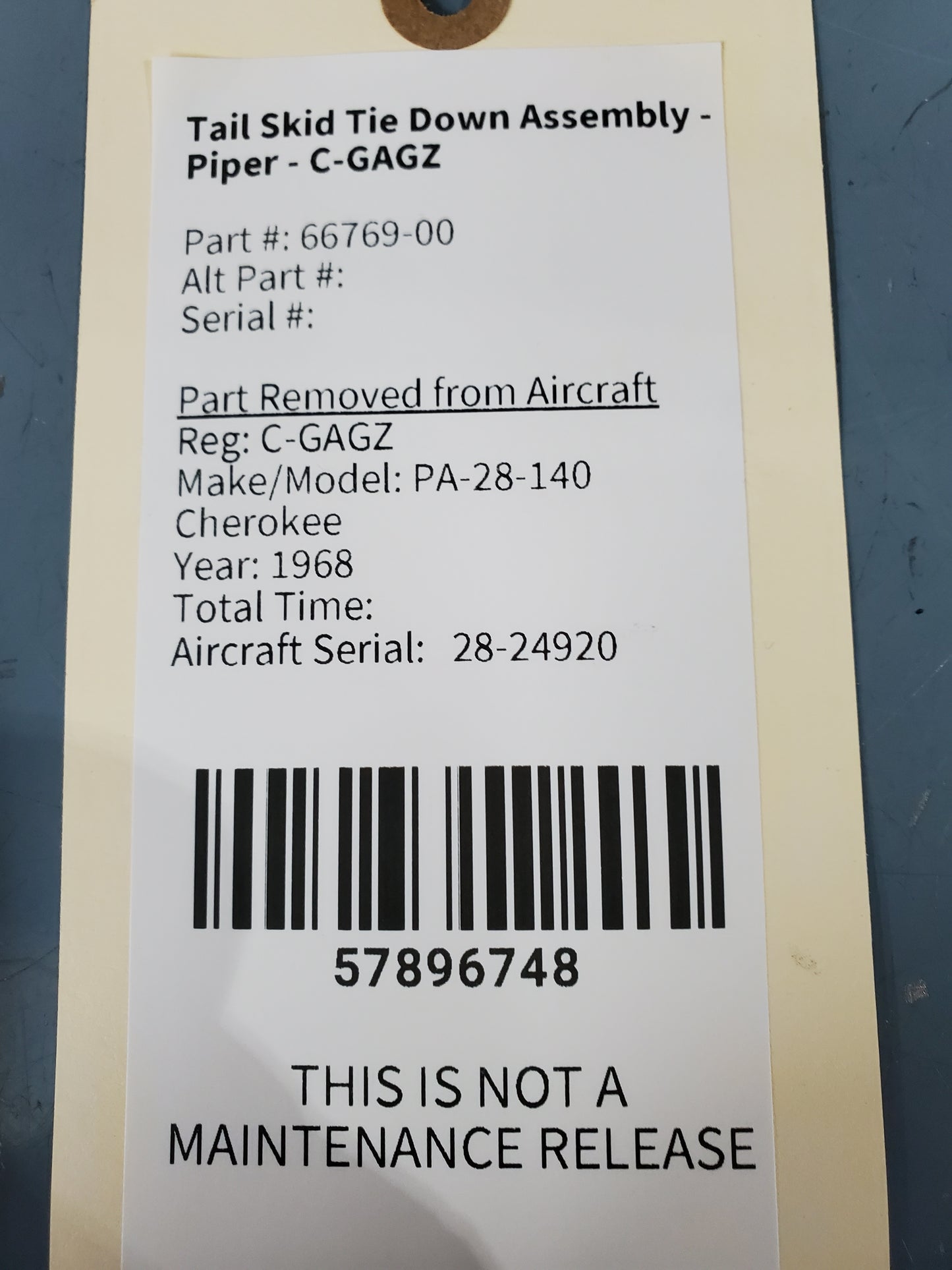 Tail Skid Tie Down Assembly - Piper - C-GAGZ