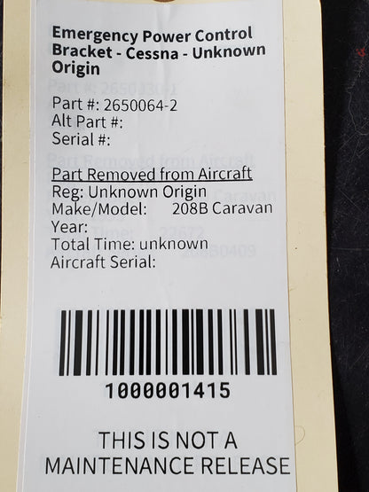 Emergency Power Control Bracket - Cessna - Unknown Origin
