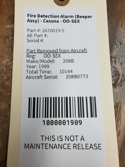 Fire Detection Alarm (Beeper Assy) - Cessna - OO-SEX