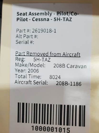 Seat Assembly - Crew Seat - 1 of 2 - Cessna - 5H-TAZ