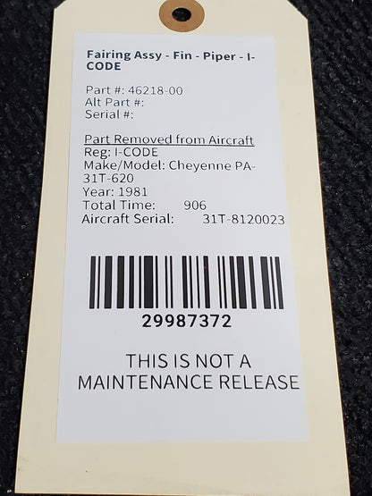 Fairing Assy - Fin - Piper - I-CODE