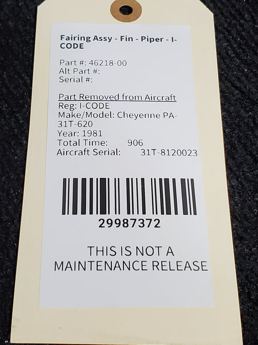 Fairing Assy - Fin - Piper - I-CODE