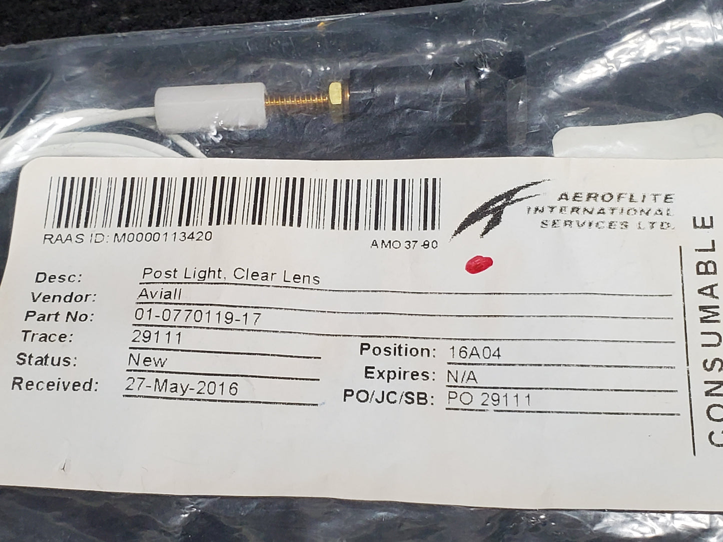 Post Light Assy (Qnty 6) - Clear Lens - Whelen - MISC
