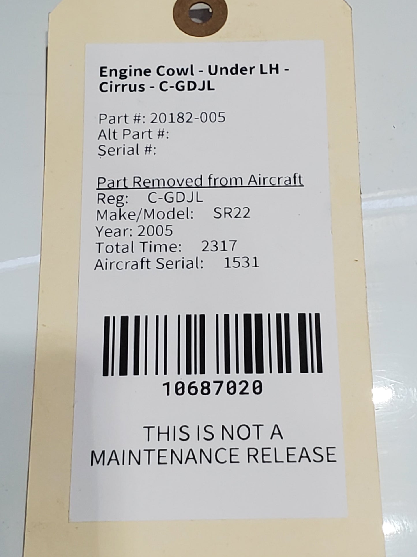 Engine Cowl - Lower LH - Cirrus - C-GDJL