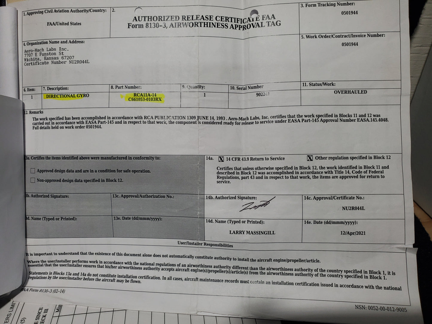 Directional Gyro - RC Allen - 5Y-ZBW