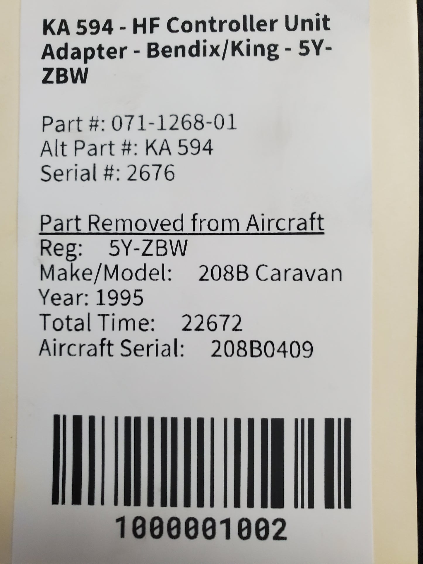 KA 594 - HF Controller Unit Adapter - Bendix/King - 5Y-ZBW