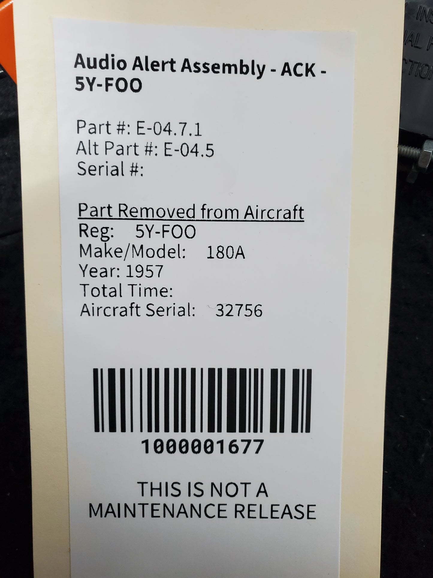 Audio Alert Assembly - ACK - 5Y-FOO