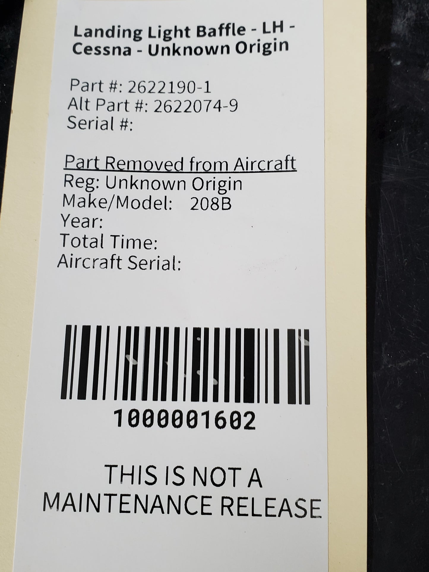 Landing Light Baffle - LH - Cessna - Unknown Origin