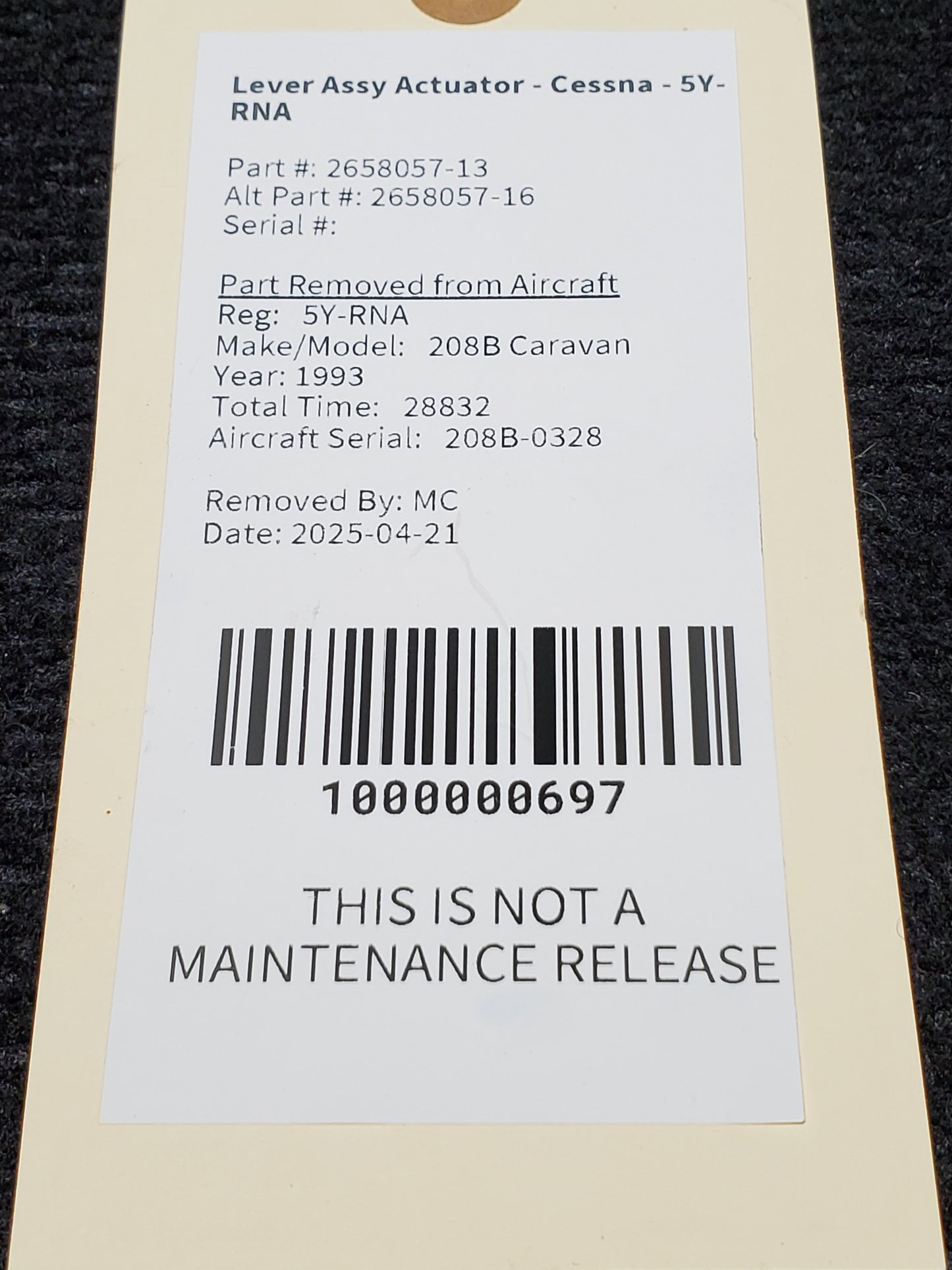 Lever Assy Actuator - Cessna - 5Y-RNA
