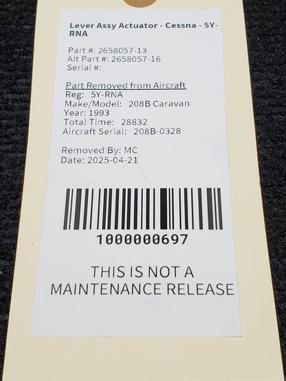 Lever Assy Actuator - Cessna - 5Y-RNA