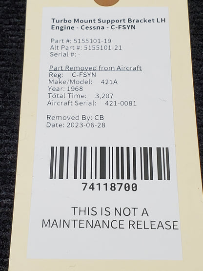Turbo Mount Support Bracket LH Engine - Cessna - C-FSYN
