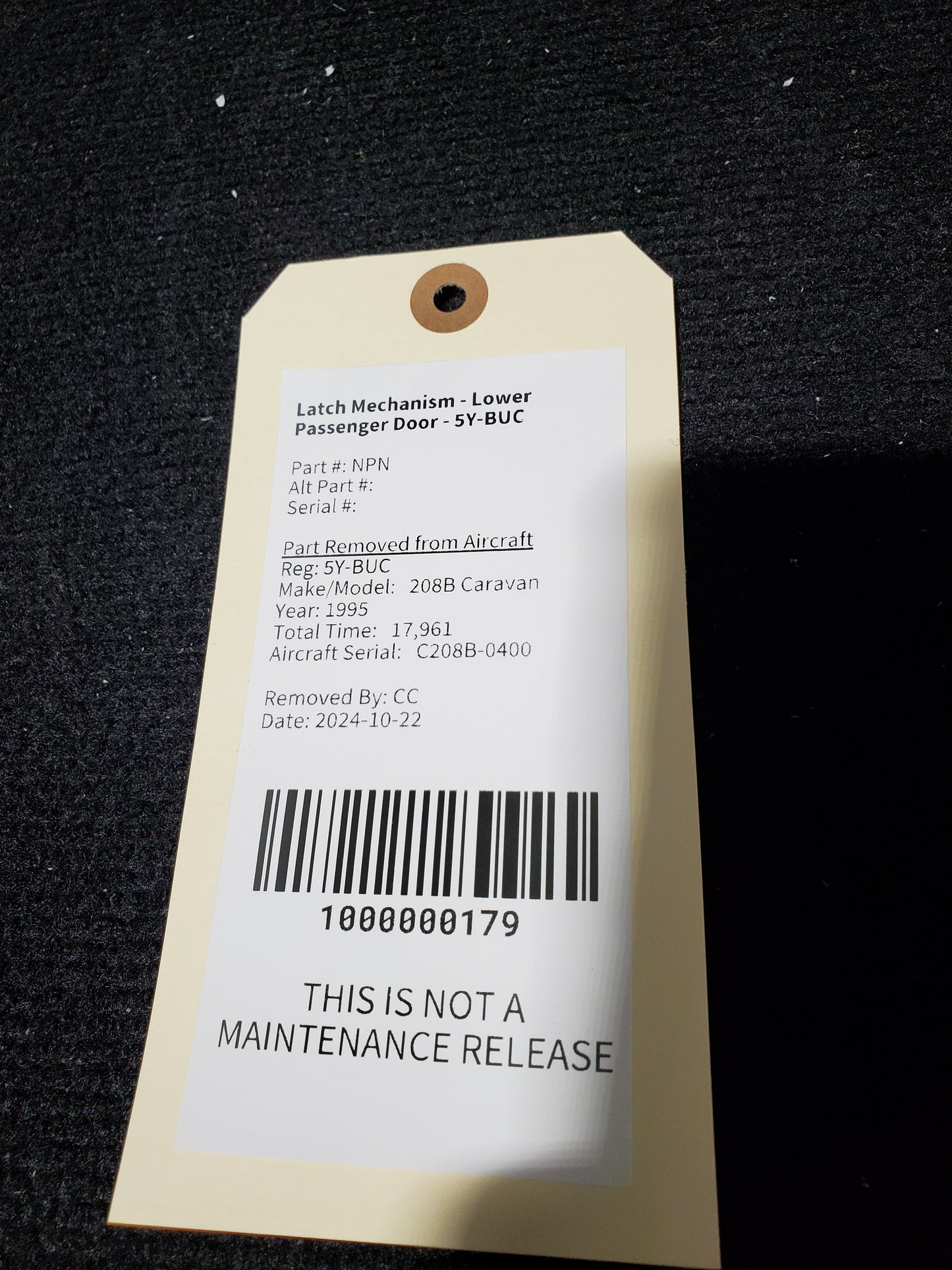 Latch Mechanism - Lower Passenger Door - Cessna - 5Y-BUC