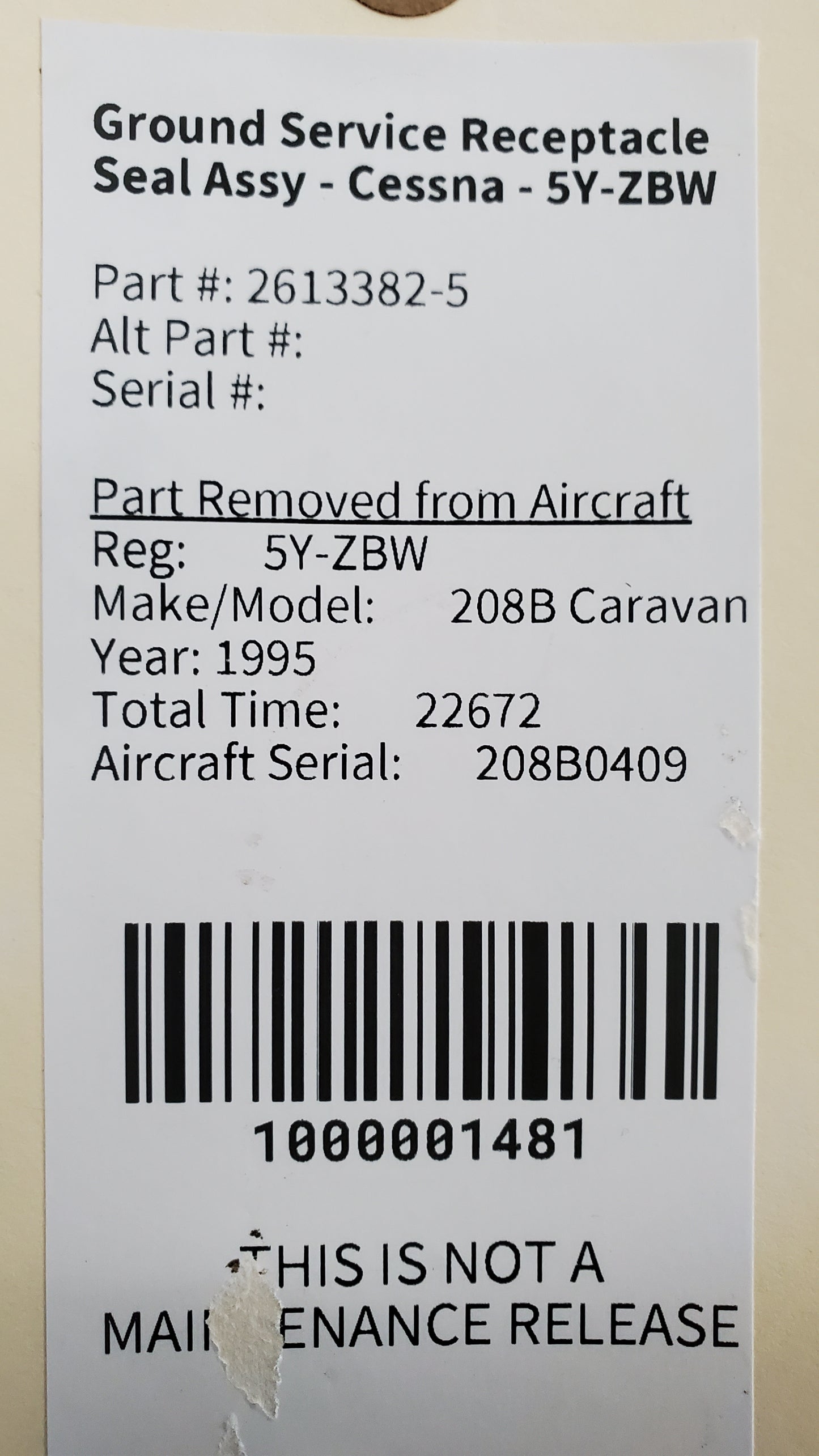 Ground Service Receptacle Seal Assy - Cessna - 5Y-ZBW