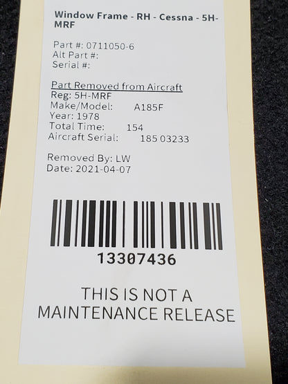 Window Frame - RH - Cessna - 5H-MRF