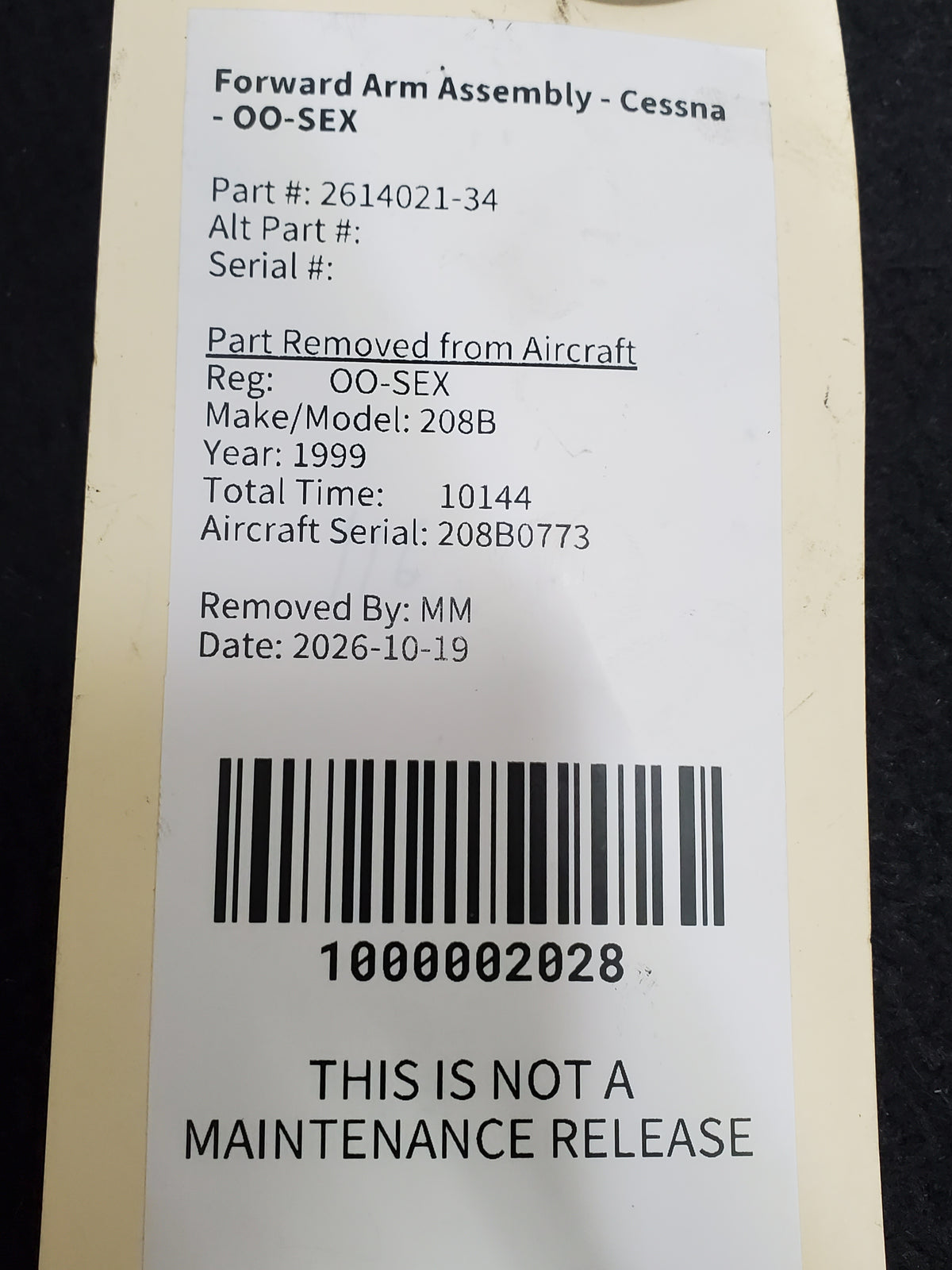 Forward Arm Assembly - Cessna - OO-SEX